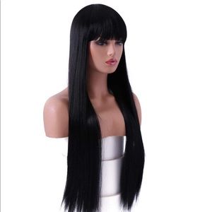 28 inch silky straight synthetic wig